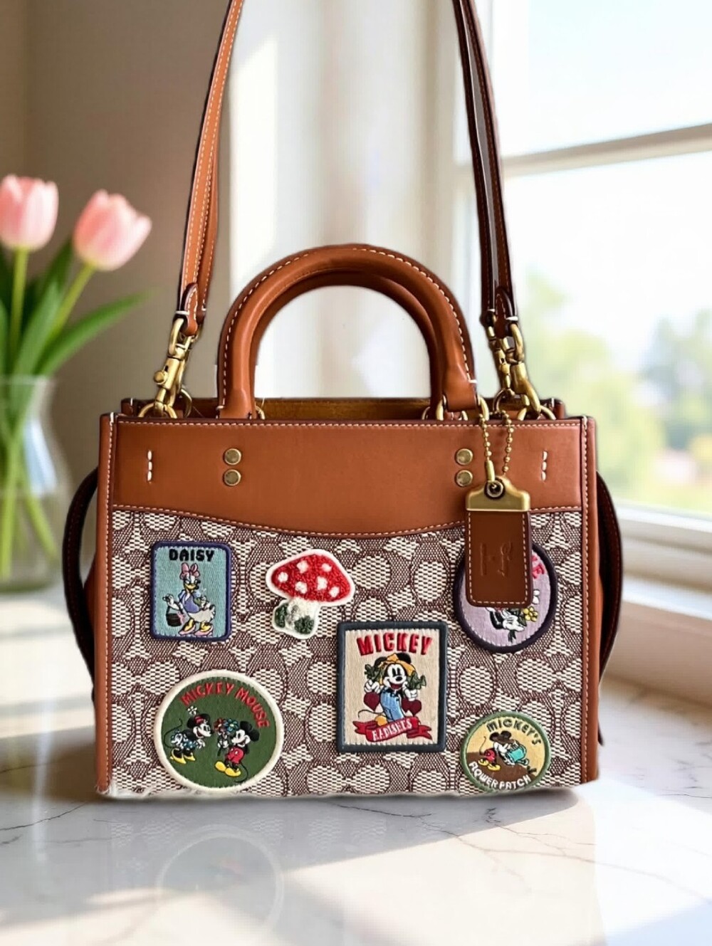 Coach x Disney Mickey Mouse  Crossbody Bag Patchwork Brown Leather ✨️💯